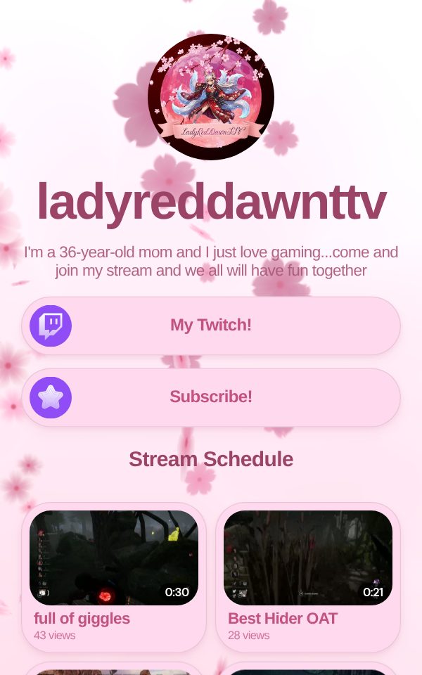 ladyreddawnttv's pulz.bio page