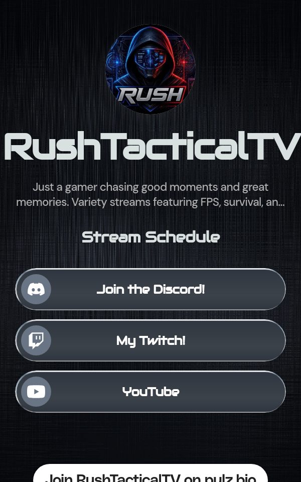 RushTacticalTV's pulz.bio page