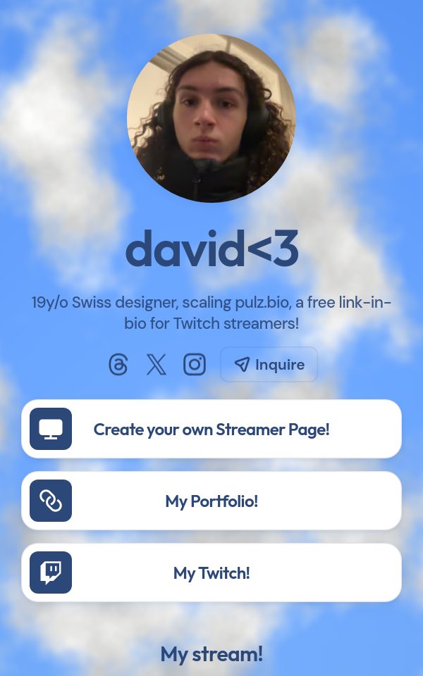 david<3's pulz.bio page
