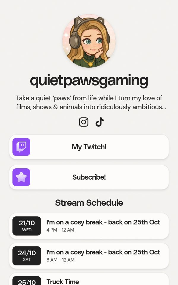 quietpawsgaming's pulz.bio page
