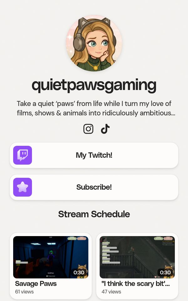 quietpawsgaming's pulz.bio page