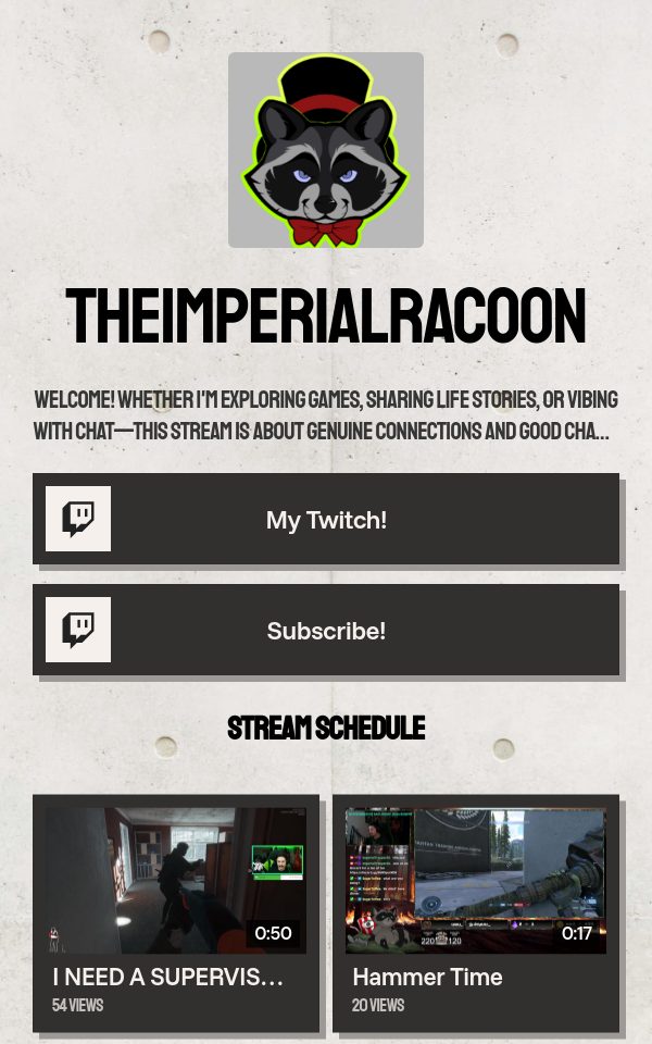TheImperialRacoon's pulz.bio page