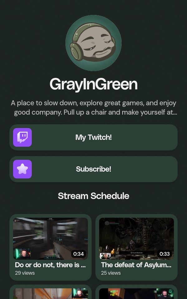 GrayInGreen's pulz.bio page