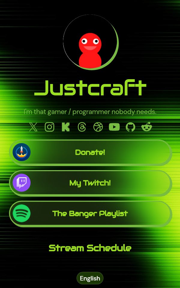 Justcraft's pulz.bio page