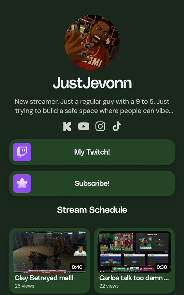 JustJevonn's pulz.bio page