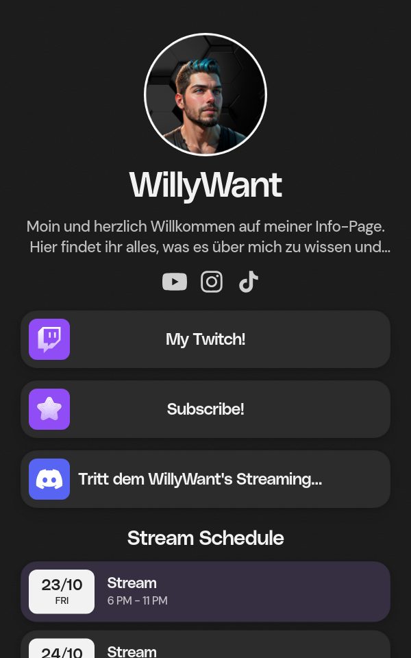 WillyWant's pulz.bio page