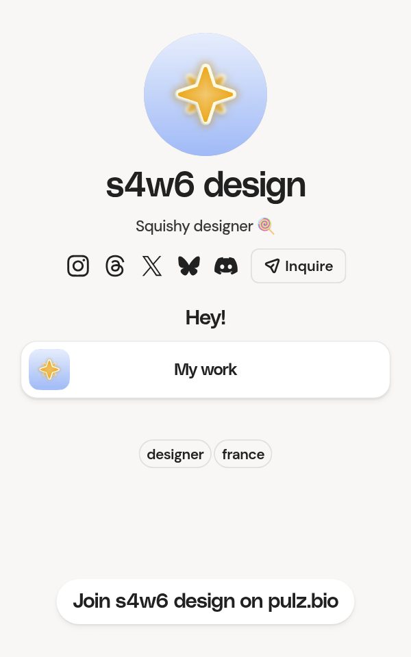 s4w6 design's pulz.bio page