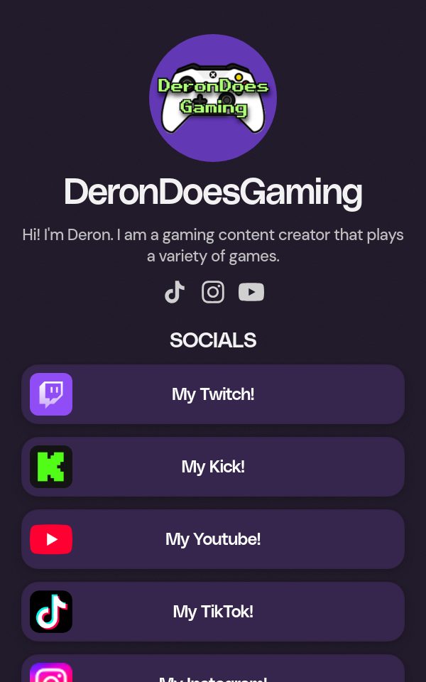 DeronDoesGaming's pulz.bio page